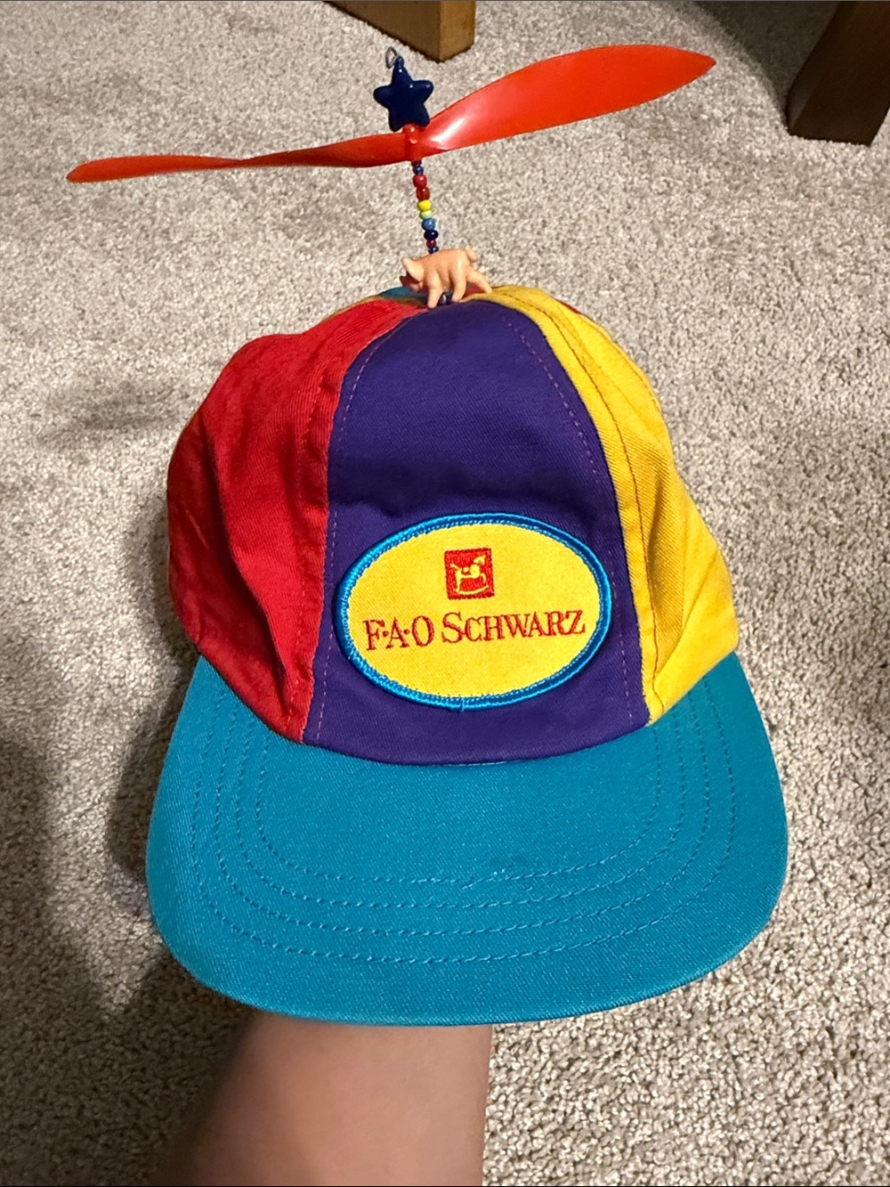Vintage FAO Schwarz Propeller Colorblock Hat